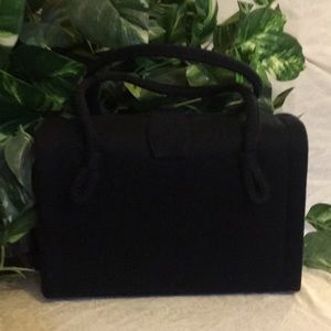 Gorgeous vintage navy blue wool box purse